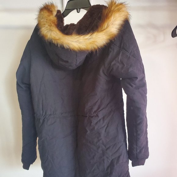 NWT I LOVE SIA Women's Hooded Sherpa Lined Parka Jacket Black Size 6 $200 N11 - Picture 2 of 2
